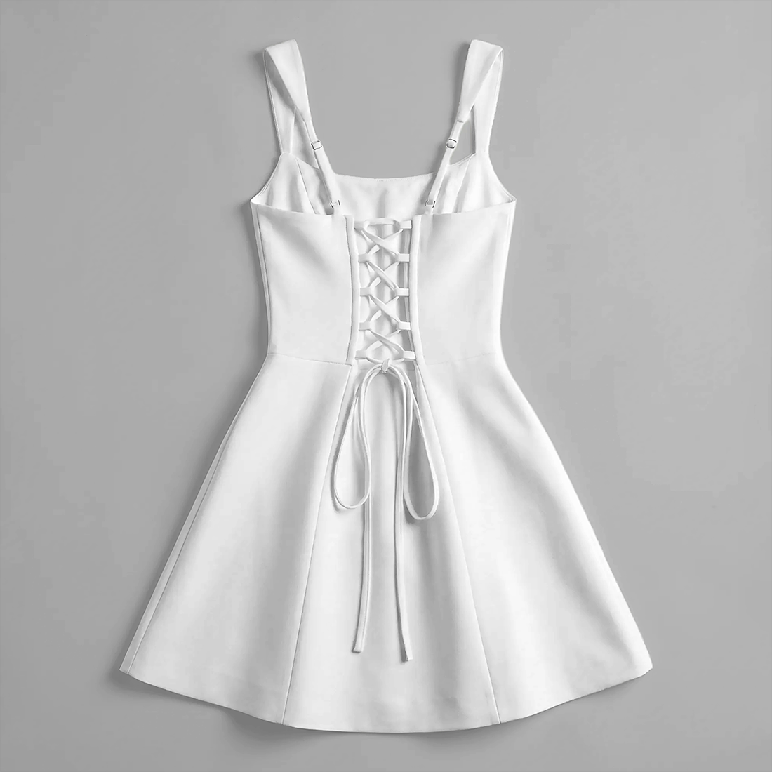 Graduation & Prom Mini Sheath Polyester Sexy Square Neck Tie-Up Spliced Dress - MYTHSIS