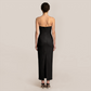 Formal Evening Maxi Bodycon Polyester Elegant 3D Floral Feather Strapless Bandage Dress - MYTHSIS