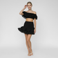 Embroidered Ruffle Off-Shoulder Crop Top and Skirt Set