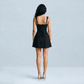 Graduation & Prom Mini Sheath Polyester Sexy Square Neck Tie-Up Spliced Dress - MYTHSIS