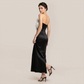 Formal Evening Maxi Bodycon Polyester Elegant 3D Floral Feather Strapless Bandage Dress - MYTHSIS