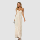 【Party & Event】 Maxi Sheath Polyester Spandex Sexy Strapless Rhinestone Mesh Spliced Dress - MYTHSIS