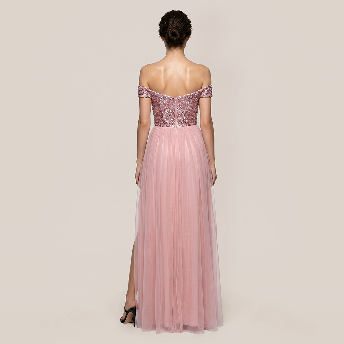 Graduation & Prom Maxi A-Line Polyester Glam V-Neck Rhinestone Backless Slit Dress - MYTHSIS