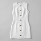 Graduation & Prom Mini Sheath Polyester Chic Round Neck Solid Button Dress - MYTHSIS