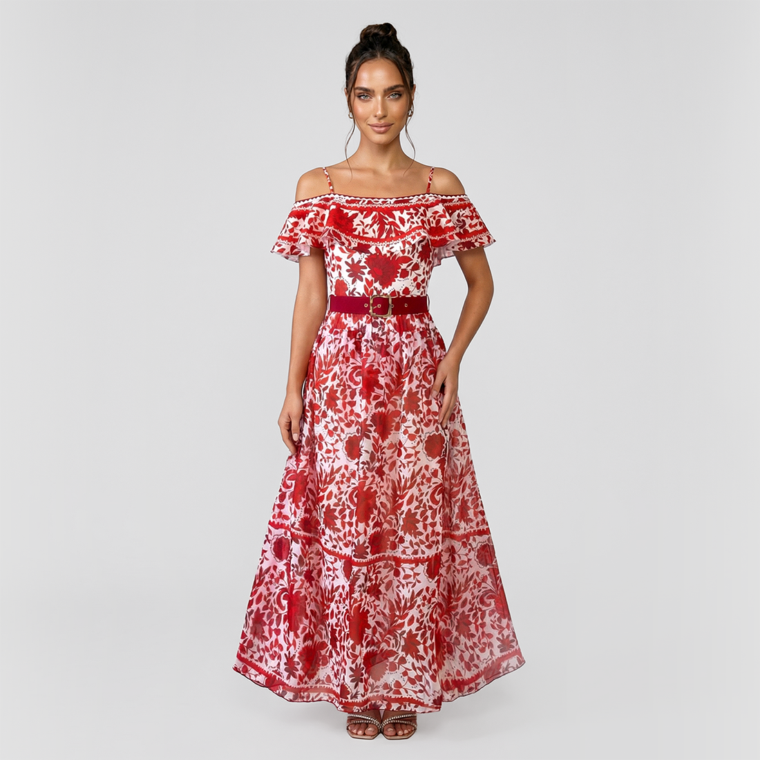 Vacation Maxi A-Line Chiffon Boho Flounce sleeve&nbsp Dress - MYTHSIS
