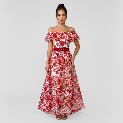 Vacation Maxi A-Line Chiffon Boho Flounce sleeve&nbsp Dress - MYTHSIS