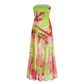 Vacation & Resort Maxi A-Line Satin Floral Print Strapless Dress - MYTHSIS