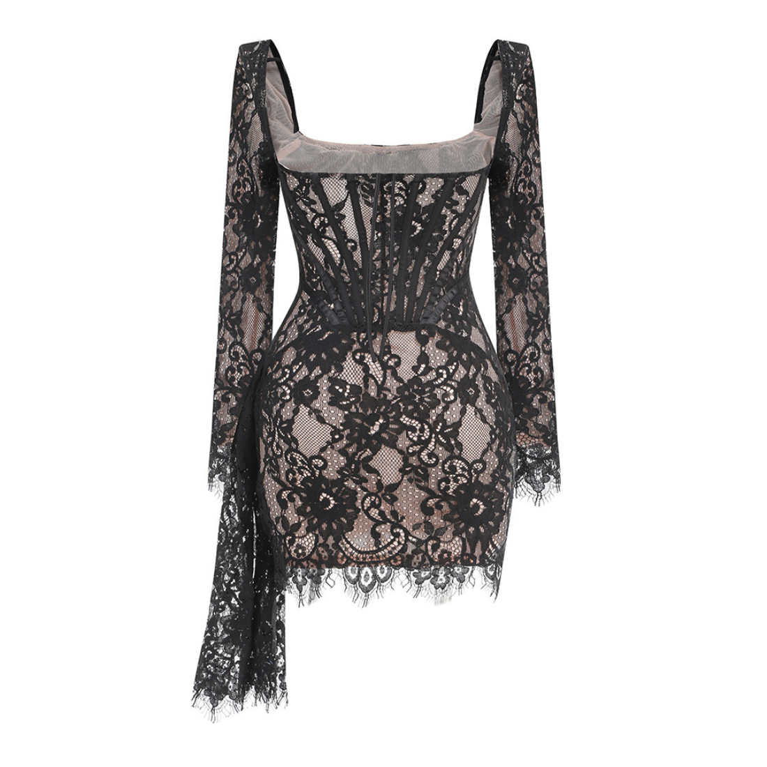 Date Night Mini Lace Bodycon Romantic high waist Dress - MYTHSIS