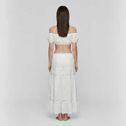 Vacation Maxi A-Line Chiffon Simple Off-Shoulder Dress - MYTHSIS