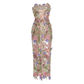 Vacation & Resort Satin Floral Print 3D Flower Maxi Bodycon Dress - MYTHSIS