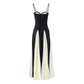 Formal Evening Maxi A-Line Polyester Elegant Colorblock Petal Hem Dress - MYTHSIS