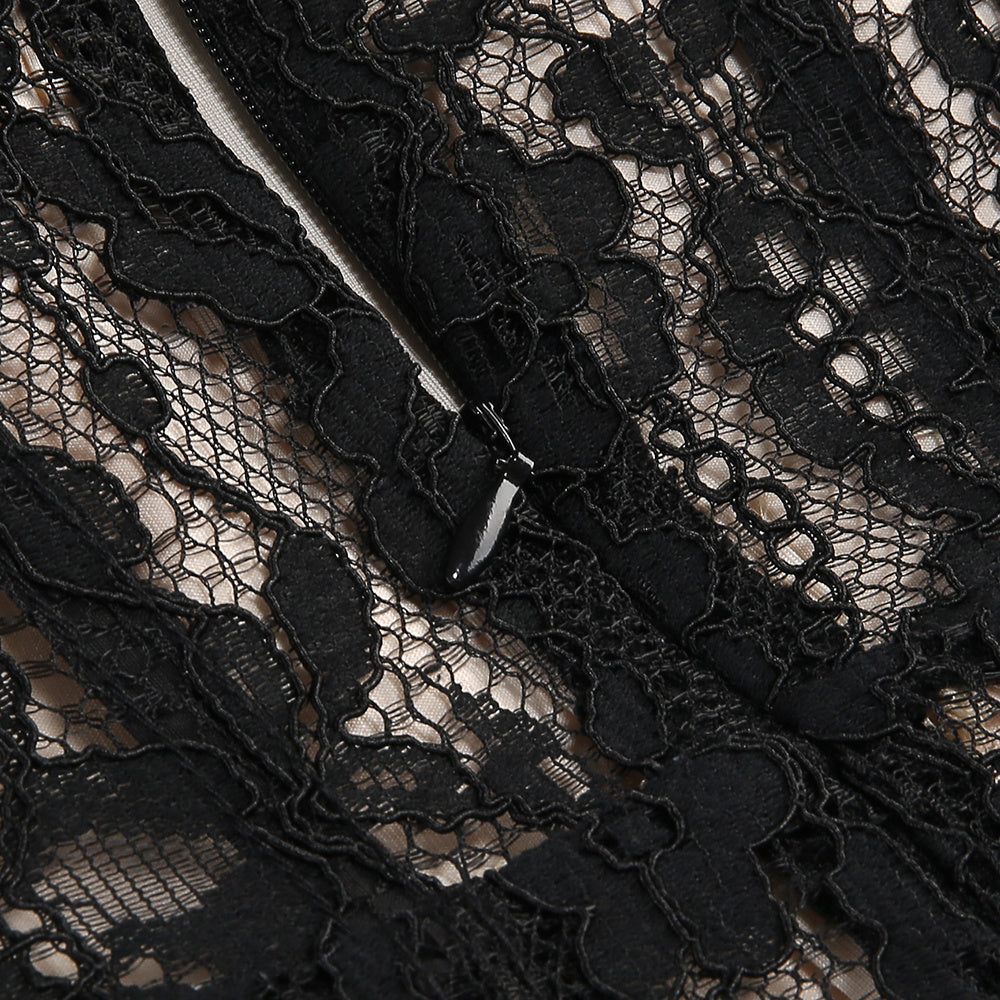 【Party & Event】 Maxi Mermaid Polyester Triacetate Sexy Square Neck Cutout Rhinestone Puff Sleeve Dress - MYTHSIS