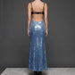 Wholesale Women's Lace-Panel Sequin Spaghetti-Strap Maxi Dress