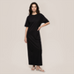 【Casual Everyday】 Midi A-Line Polyester Chic Round Neck Ruched Short Sleeve Dress - MYTHSIS
