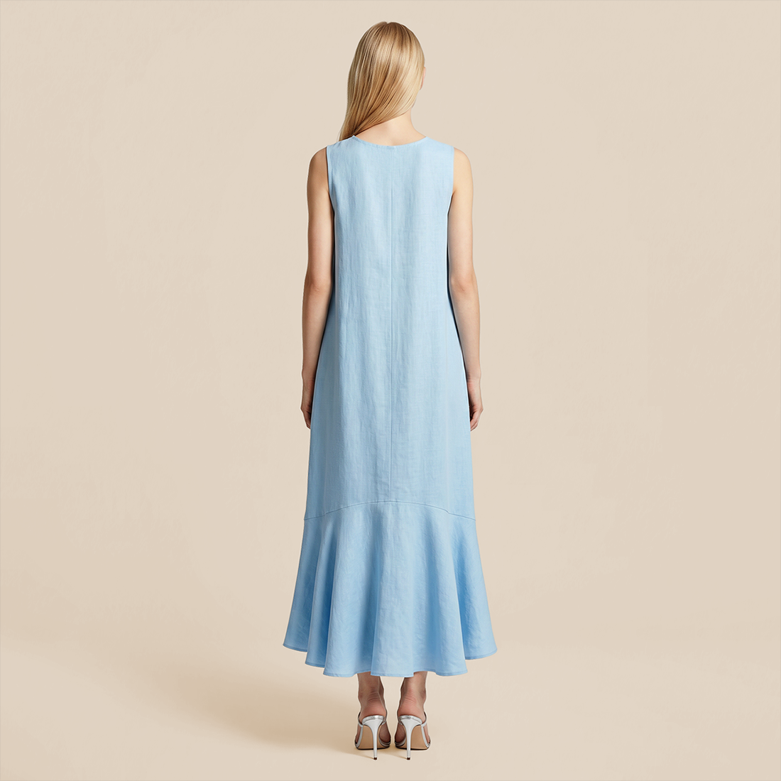 Casual Everyday Maxi A-Line Polyester Simple Deep V-Neck Asymmetric Dress - MYTHSIS