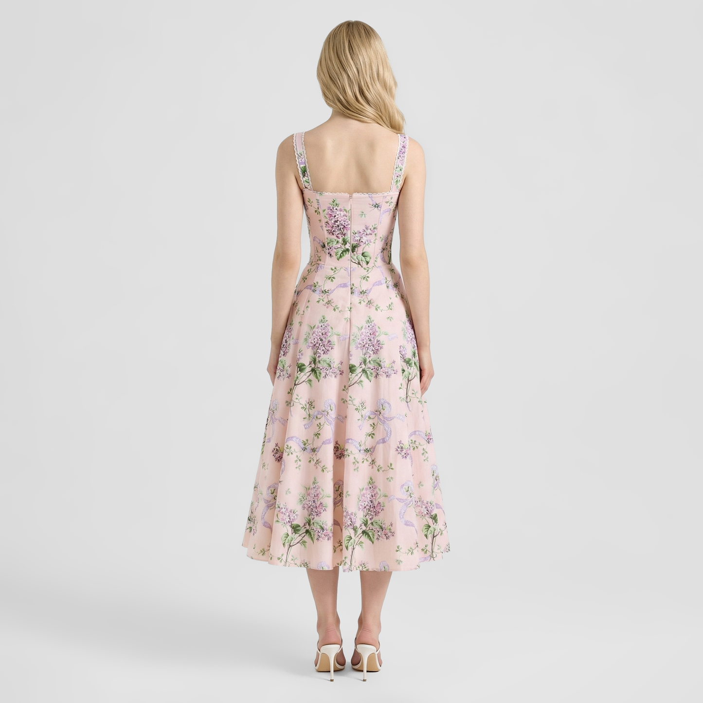 Vacation Midi Slip Chiffon Romantic Floral Print Dress - MYTHSIS
