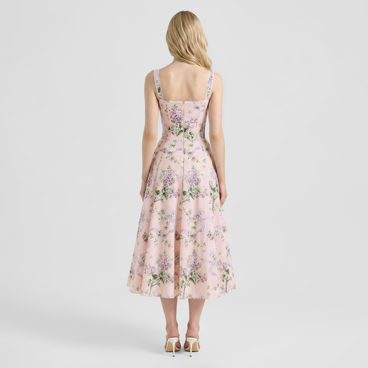 Vacation Midi Slip Chiffon Romantic Floral Print Dress - MYTHSIS