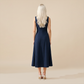 Casual Everyday Maxi A-Line Polyester Chic Round Neck Ruched Sleeveless Dress - MYTHSIS