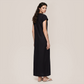 【Casual Everyday】 Midi A-Line Polyester Chic Round Neck Ruched Short Sleeve Dress - MYTHSIS