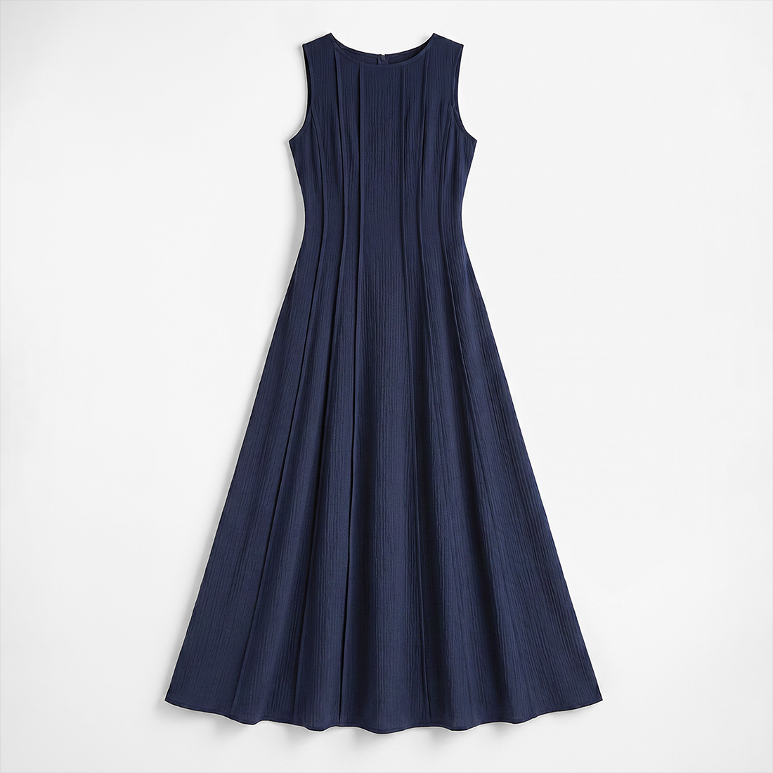 Casual Everyday Maxi A-Line Polyester Chic Round Neck Ruched Sleeveless Dress - MYTHSIS