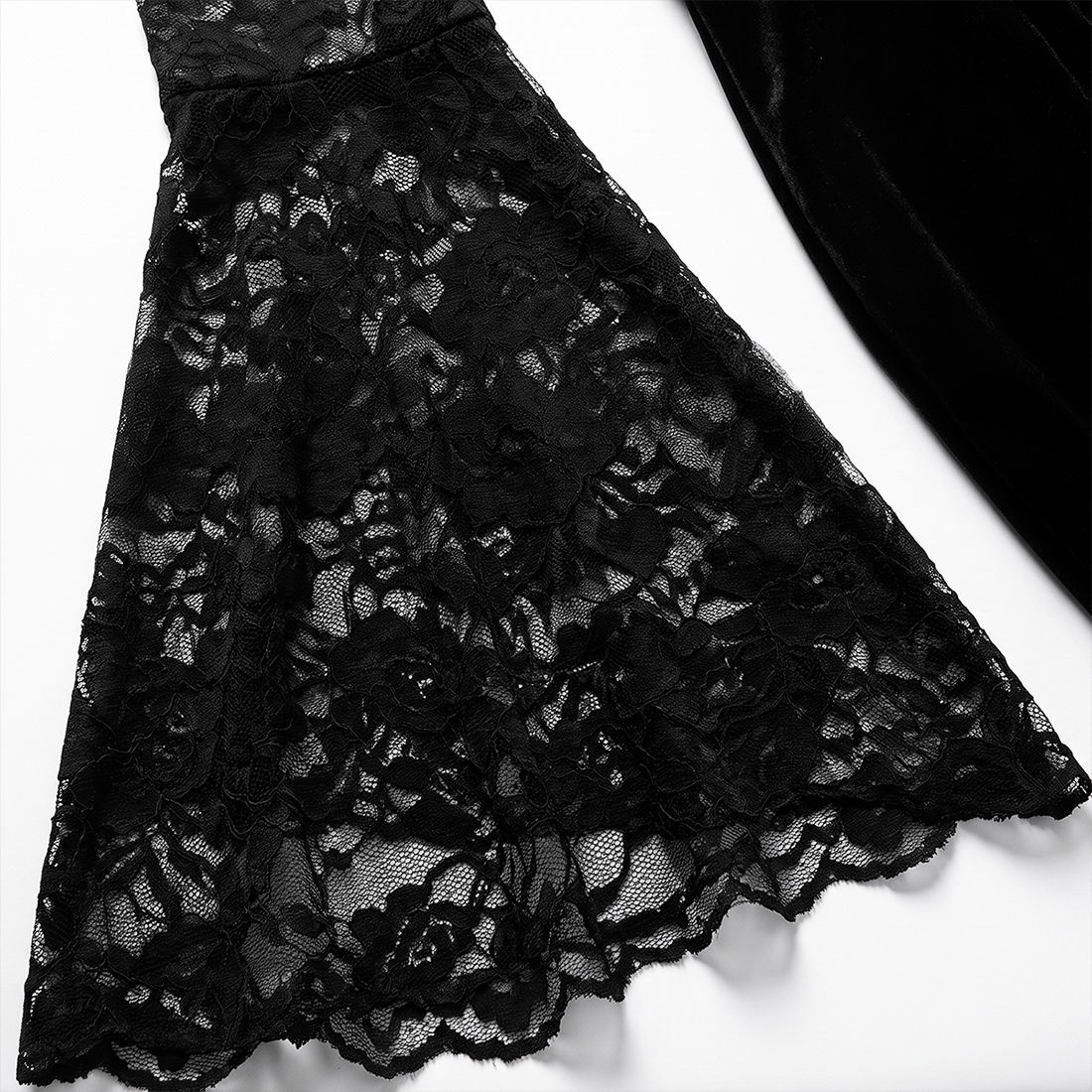 Wholesale Women's Gothic Velvet Lace Bell-Sleeve Long Dress
