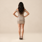 Party & Event Mini Bodycon Polyester Glam Off-Shoulder Snake Print Rhinestone Dress - MYTHSIS