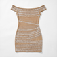 Party & Event Mini Bodycon Polyester Glam Off-Shoulder Snake Print Rhinestone Dress - MYTHSIS