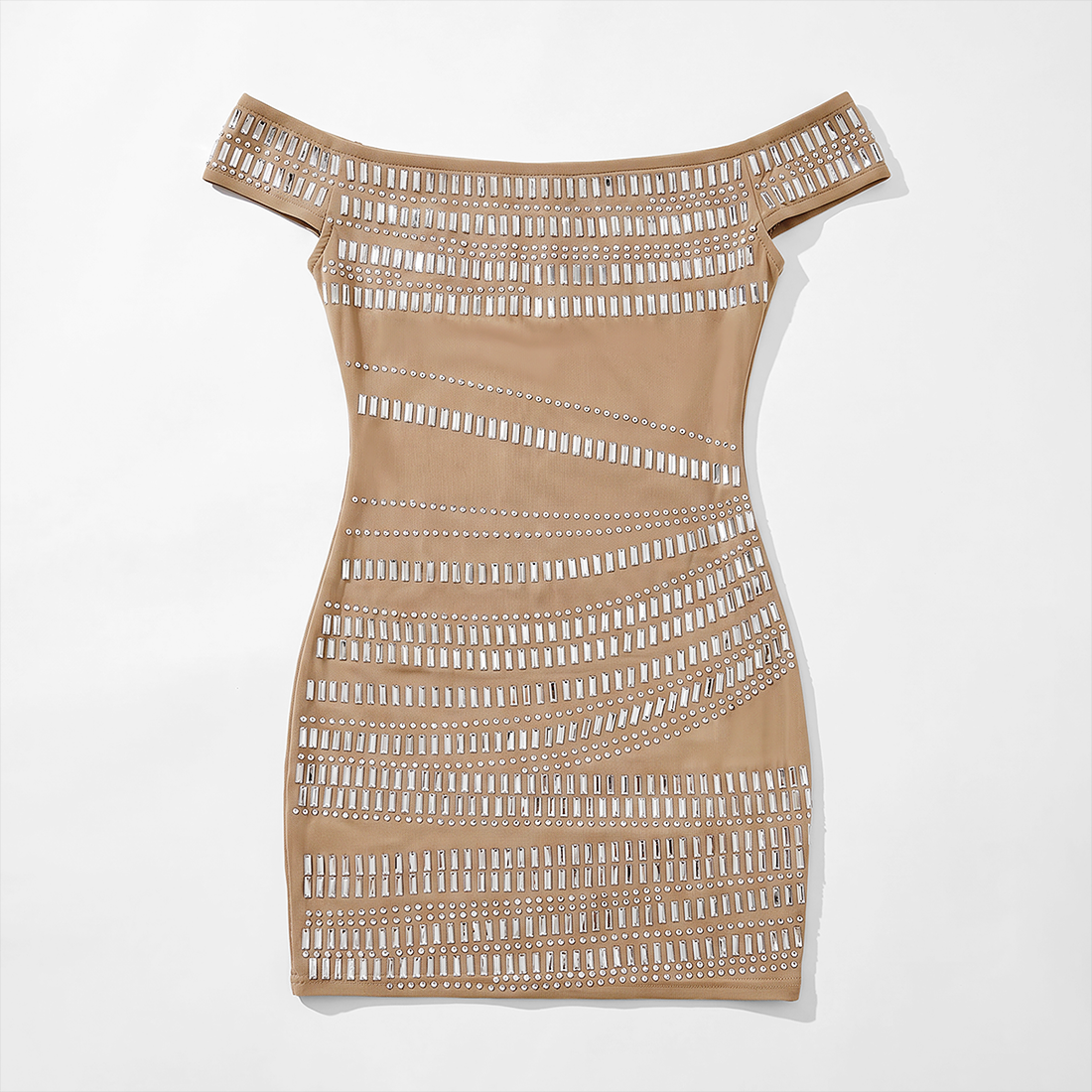 Party & Event Mini Bodycon Polyester Glam Off-Shoulder Snake Print Rhinestone Dress - MYTHSIS