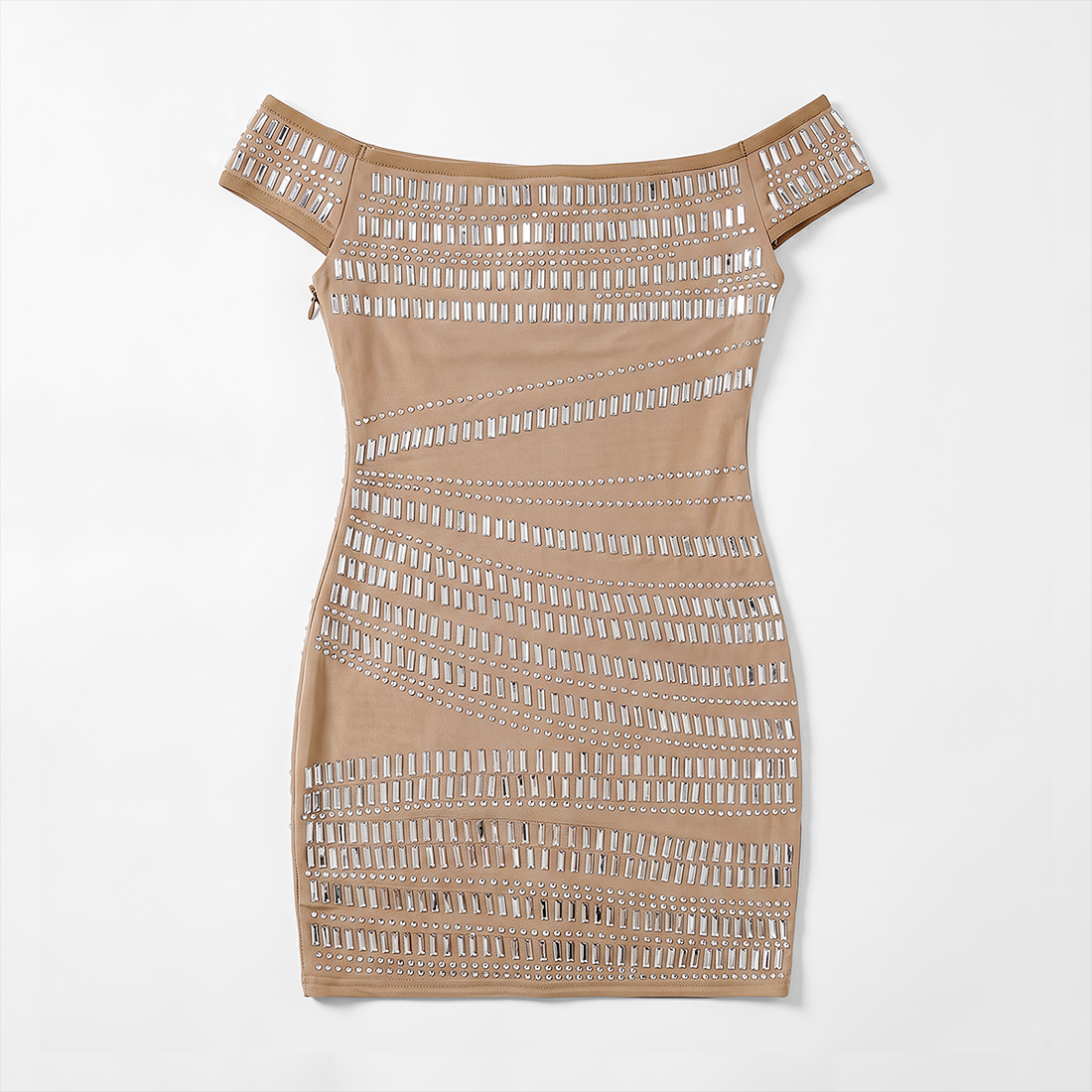 Party & Event Mini Bodycon Polyester Glam Off-Shoulder Snake Print Rhinestone Dress - MYTHSIS