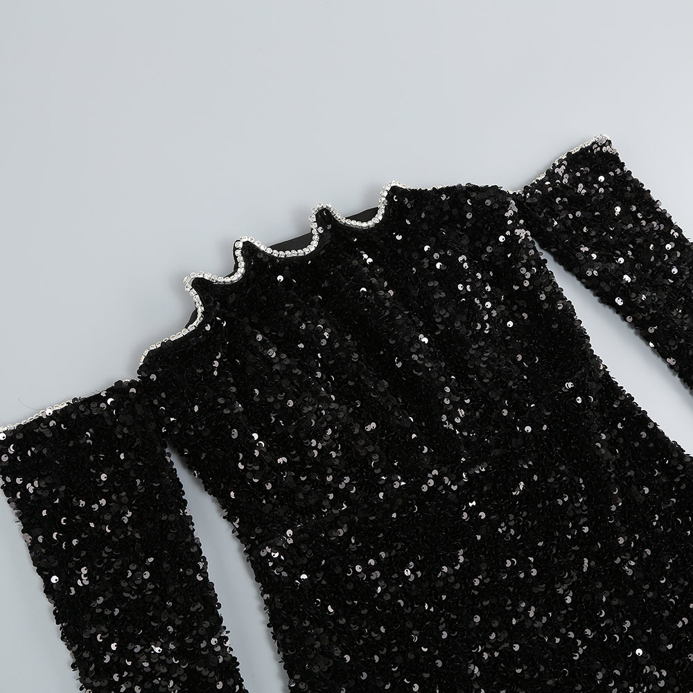 Wholesale Women's Sequin One-Shoulder Bodycon Mini Dress