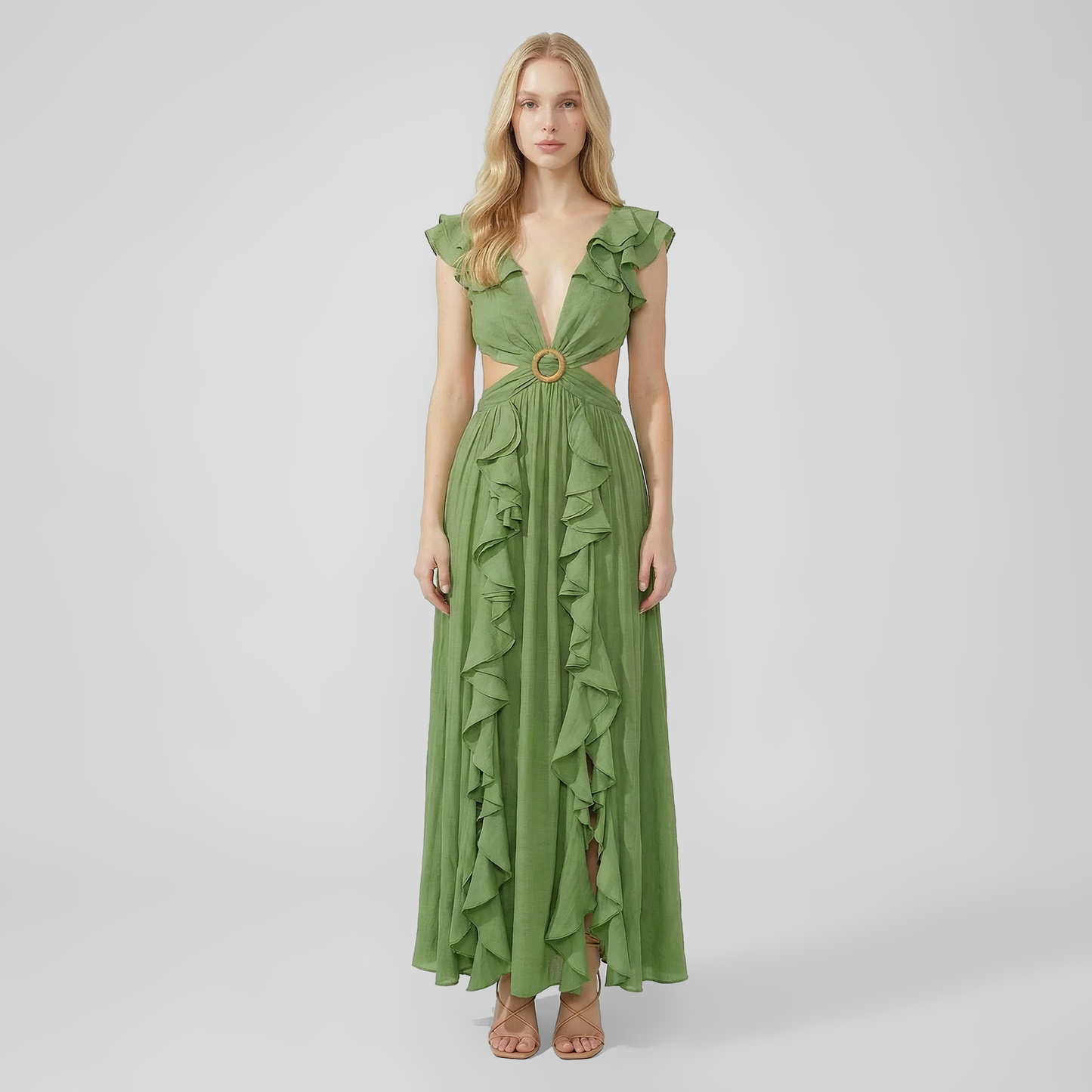 Vacation Maxi A-Line Chiffon Sexy Deep V-Neck Dress - MYTHSIS