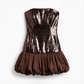 Party & Event Mini Bodycon Sequin Glam Strapless Backless Petal Hem Dress - MYTHSIS