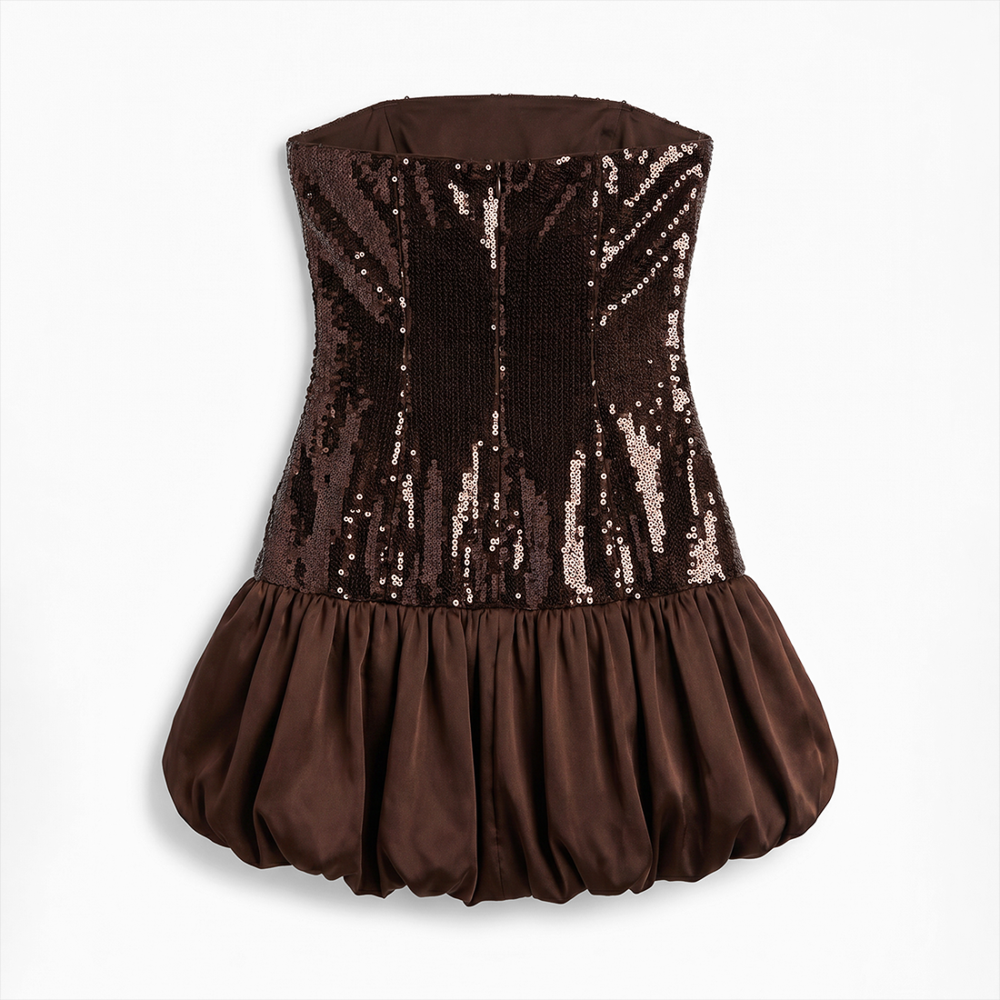 Party & Event Mini Bodycon Sequin Glam Strapless Backless Petal Hem Dress - MYTHSIS