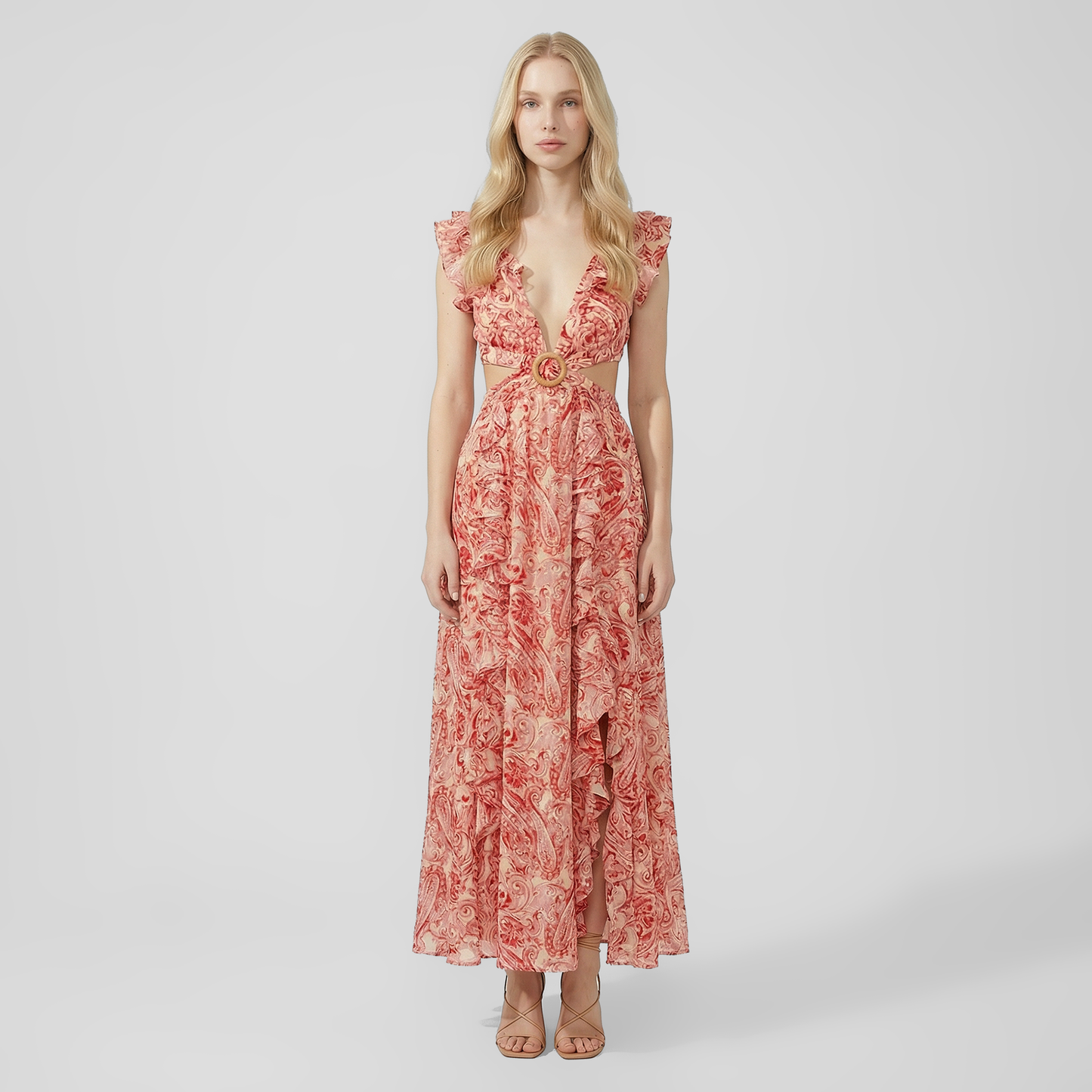 Vacation Maxi A-Line Chiffon Sexy Deep V-Neck Dress - MYTHSIS