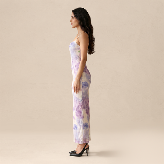 Vacation Maxi A-Line Bodycon Boho Spaghetti Strap Tie-Dye Rainbow Print Dress - MYTHSIS