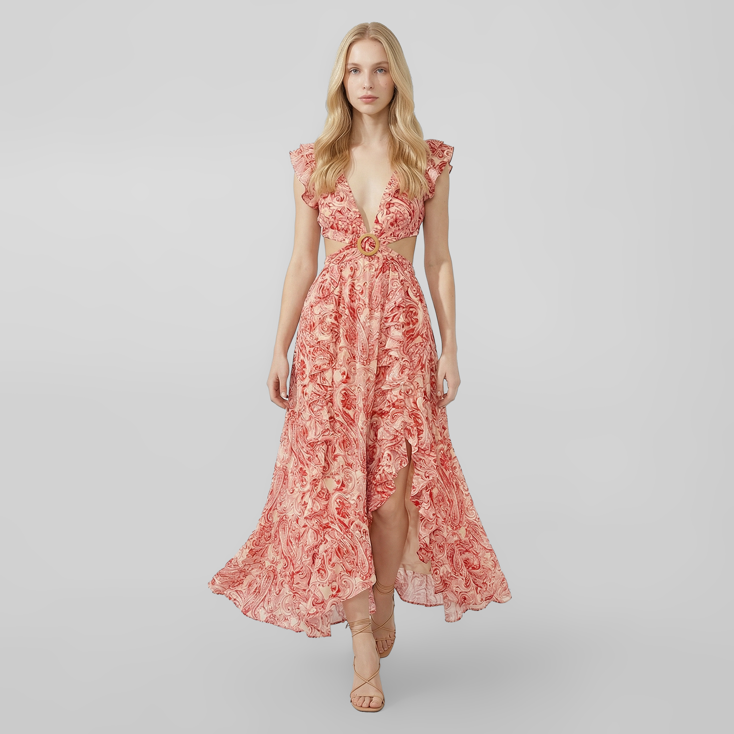 Vacation Maxi A-Line Chiffon Sexy Deep V-Neck Dress - MYTHSIS