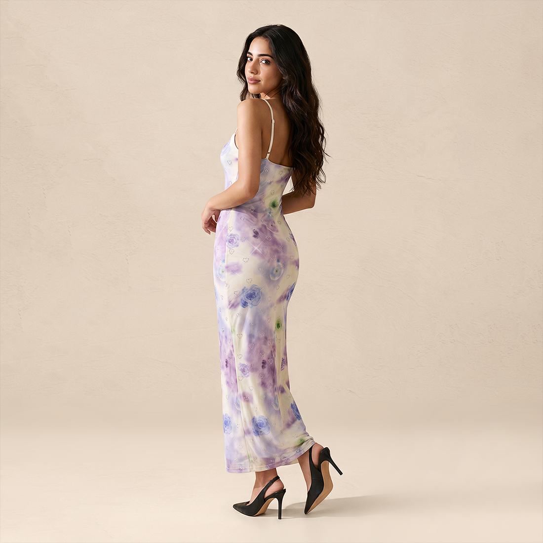 Vacation Maxi A-Line Bodycon Boho Spaghetti Strap Tie-Dye Rainbow Print Dress - MYTHSIS