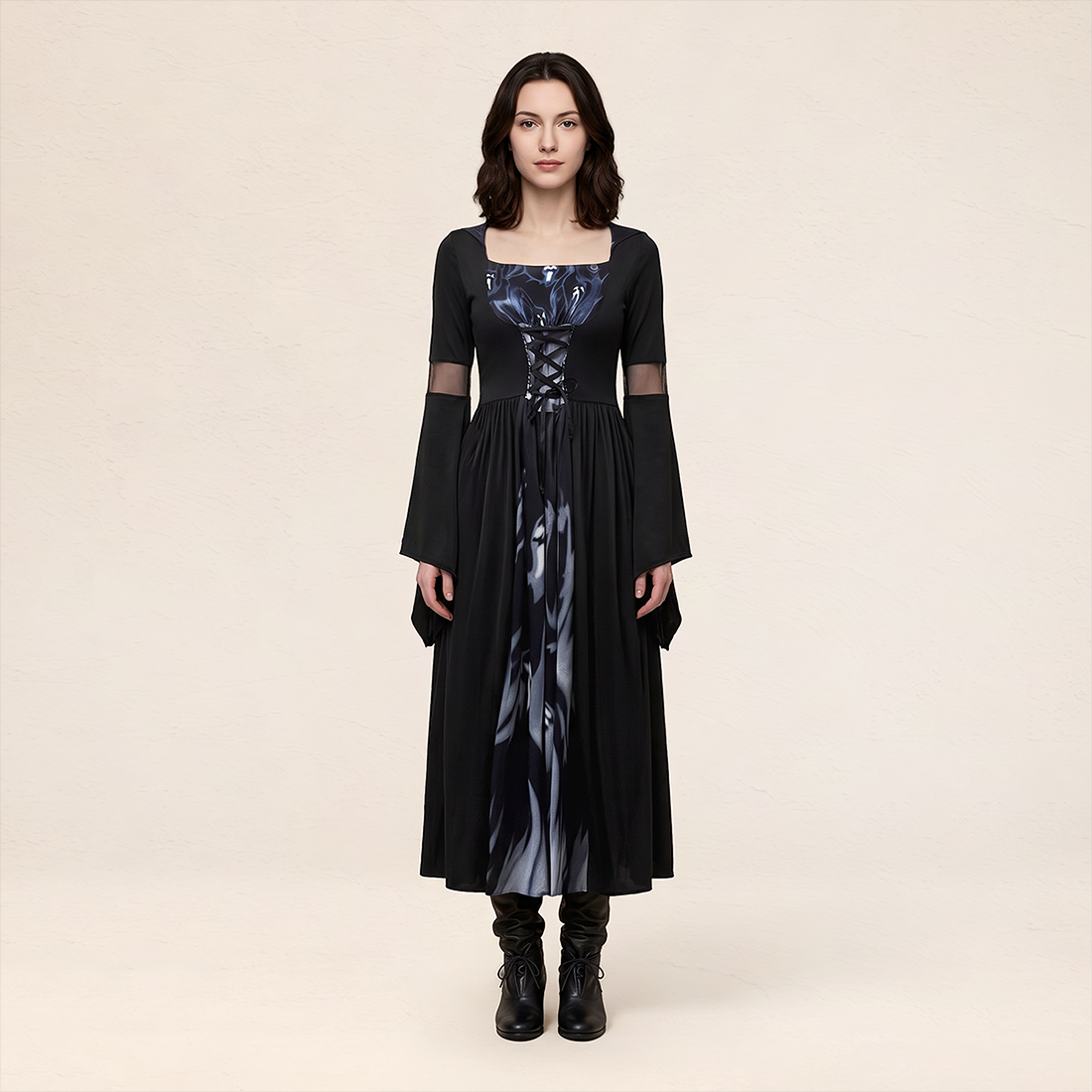 Wholesale Women's Witch Hooded Halloween Costume Long Dress