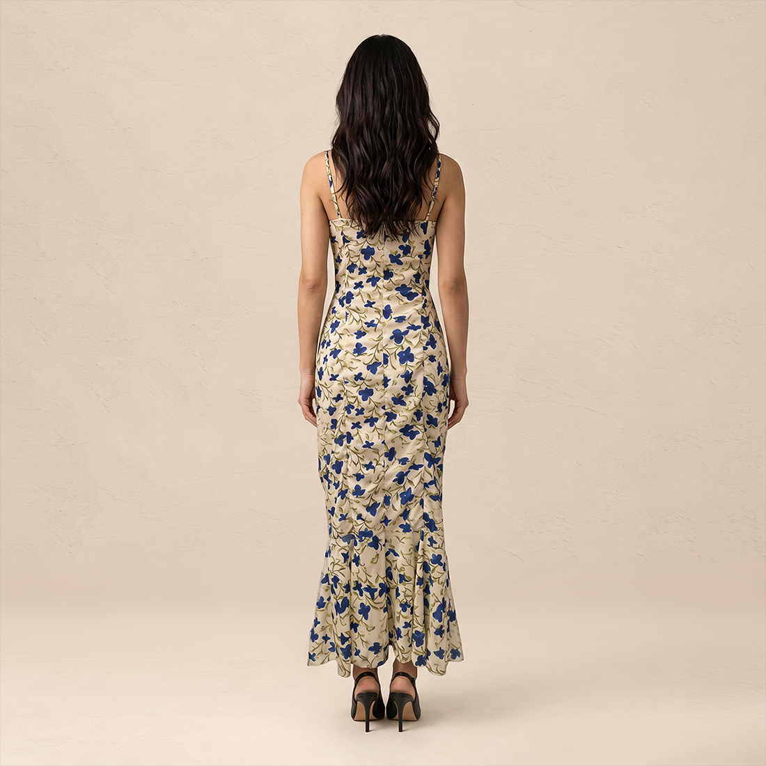 Vacation Maxi Bodycon Polyester Boho V-Neck Floral Ruffle Tie-Up Dress - MYTHSIS
