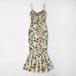 Vacation Maxi Bodycon Polyester Boho V-Neck Floral Ruffle Tie-Up Dress - MYTHSIS
