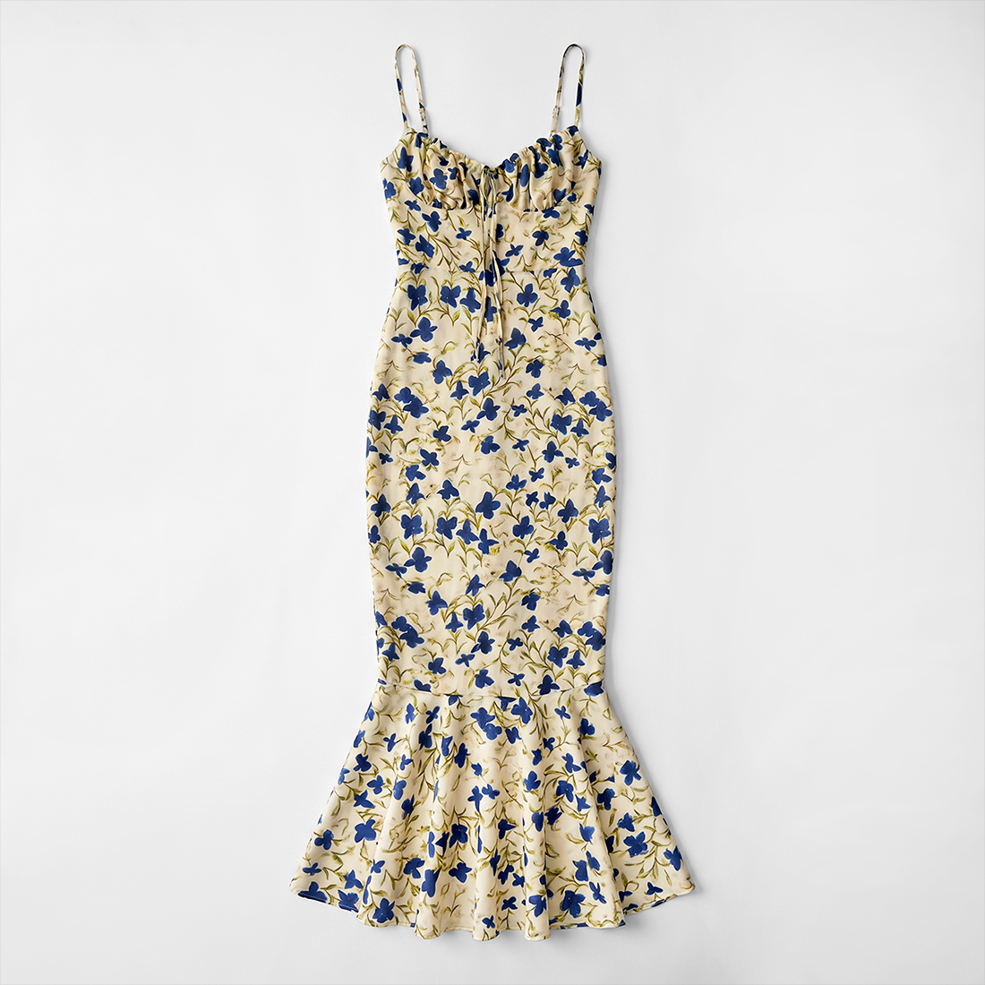 Vacation Maxi Bodycon Polyester Boho V-Neck Floral Ruffle Tie-Up Dress - MYTHSIS