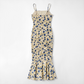 Vacation Maxi Bodycon Polyester Boho V-Neck Floral Ruffle Tie-Up Dress - MYTHSIS