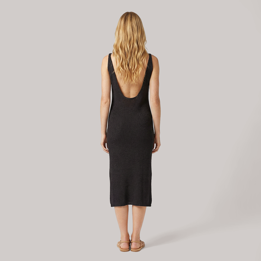 Sleeveless backless slit maxi dress