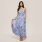 Vacation Maxi A-Line Satin Ruffle HalterFlowy Dress - MYTHSIS