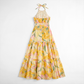 Vacation Maxi A-Line Polyester Boho Cross Spaghetti Strap Cutout Flowy Dress - MYTHSIS