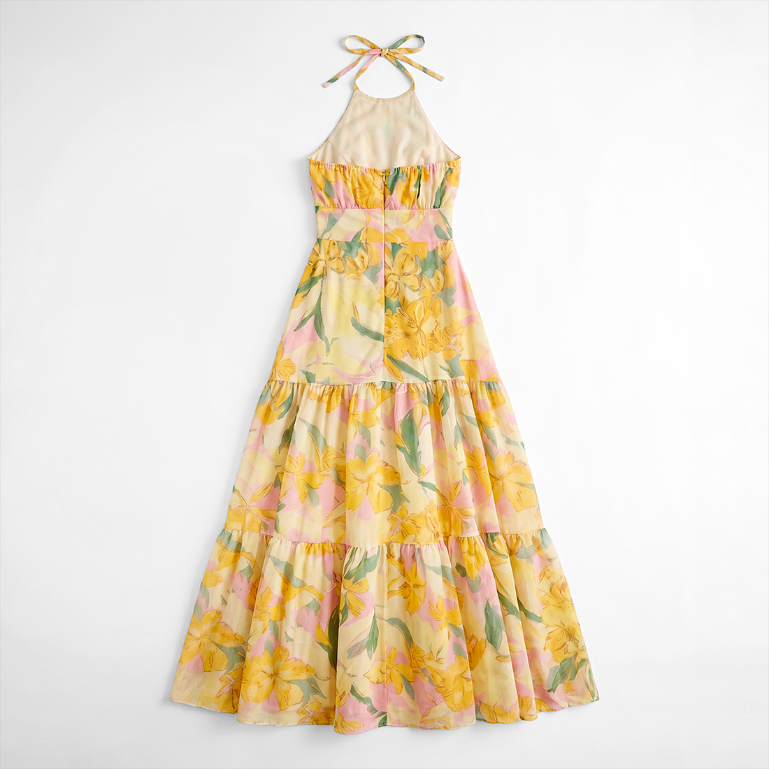 Vacation Maxi A-Line Polyester Boho Cross Spaghetti Strap Cutout Flowy Dress - MYTHSIS