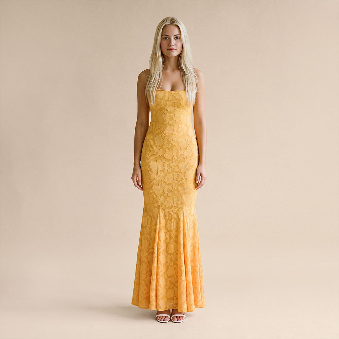 Vacation Maxi Mermaid Polyester Boho Straight Neck Tie-Up Backless Dress - MYTHSIS