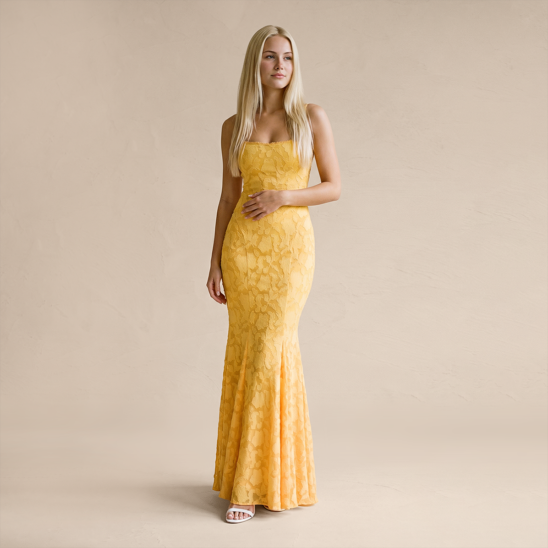 Vacation Maxi Mermaid Polyester Boho Straight Neck Tie-Up Backless Dress - MYTHSIS