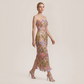 【Vacation】 Maxi Sheath Polyester Glam Straight Neck 3D Flower Dress - MYTHSIS