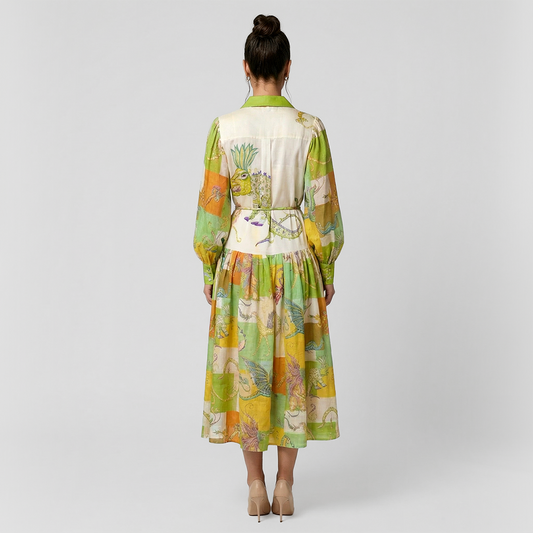 Vacation Maxi A-Line Chiffon Boho Animal Print Dress - MYTHSIS